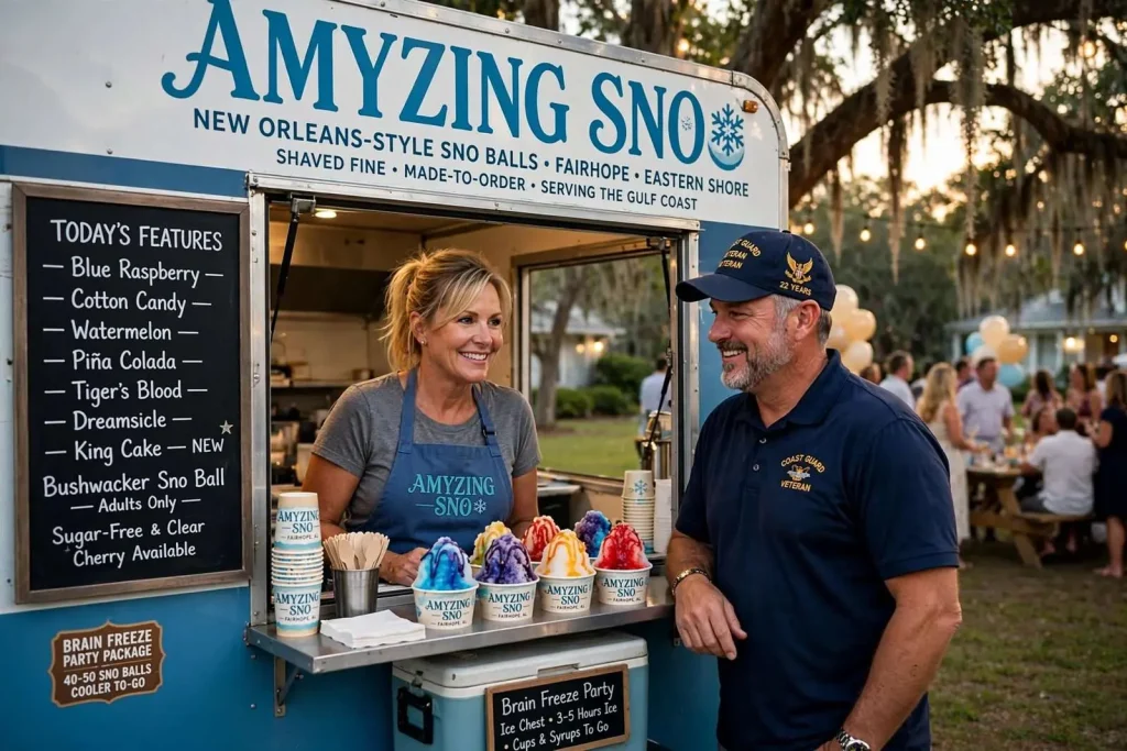 Illustration for the news story: Amyzing Sno Brings New Orleans-Style Sno Balls to Parties Across the Eastern Shore