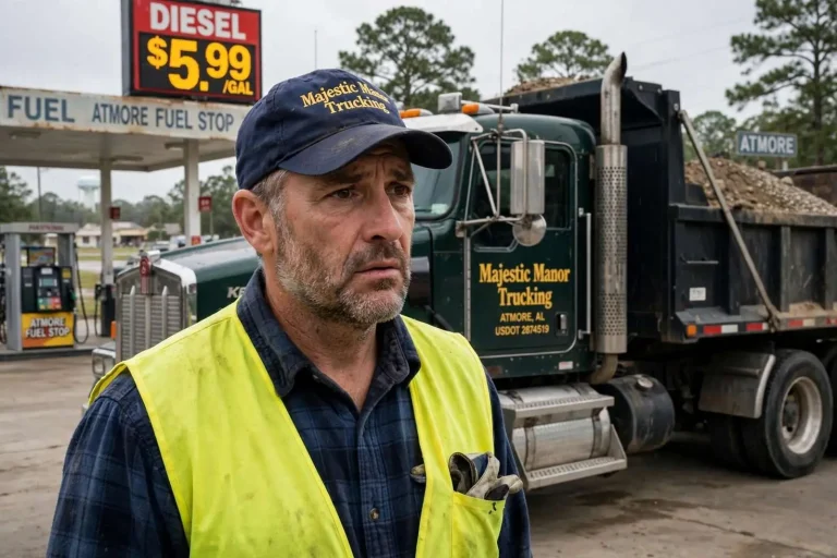 Illustration for the news story: An Atmore Trucker Spends $3,000 a Week on Fuel Before He Makes a Dollar