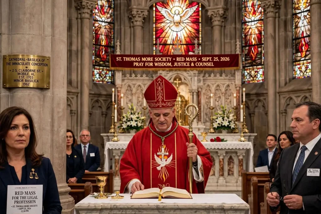 Illustration for the news story: Archbishop Rivituso Celebrates Annual Red Mass for Mobile’s Legal Community
