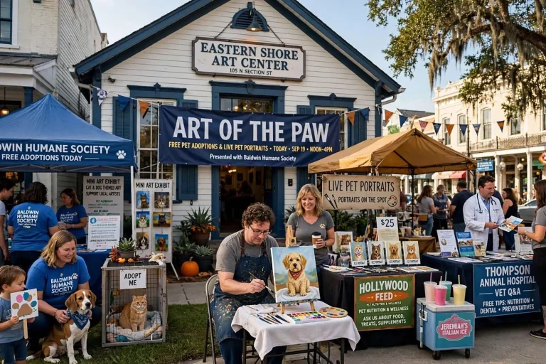 Illustration for the news story: Art of the Paw Brings Free Pet Adoptions and Live Pet Portraits to the Eastern Shore Art Center