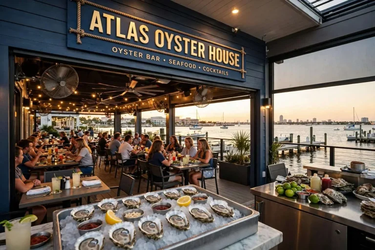 Illustration for the news story: Atlas Oyster House Reborn: Pensacola’s Waterfront Oyster Bar Comes Back From Hurricane Sally Better Than Ever