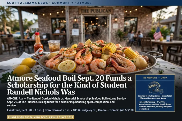 Illustration for the news story: Atmore Seafood Boil Sept. 20 Funds a Scholarship for the Kind of Student Randell Nichols Was
