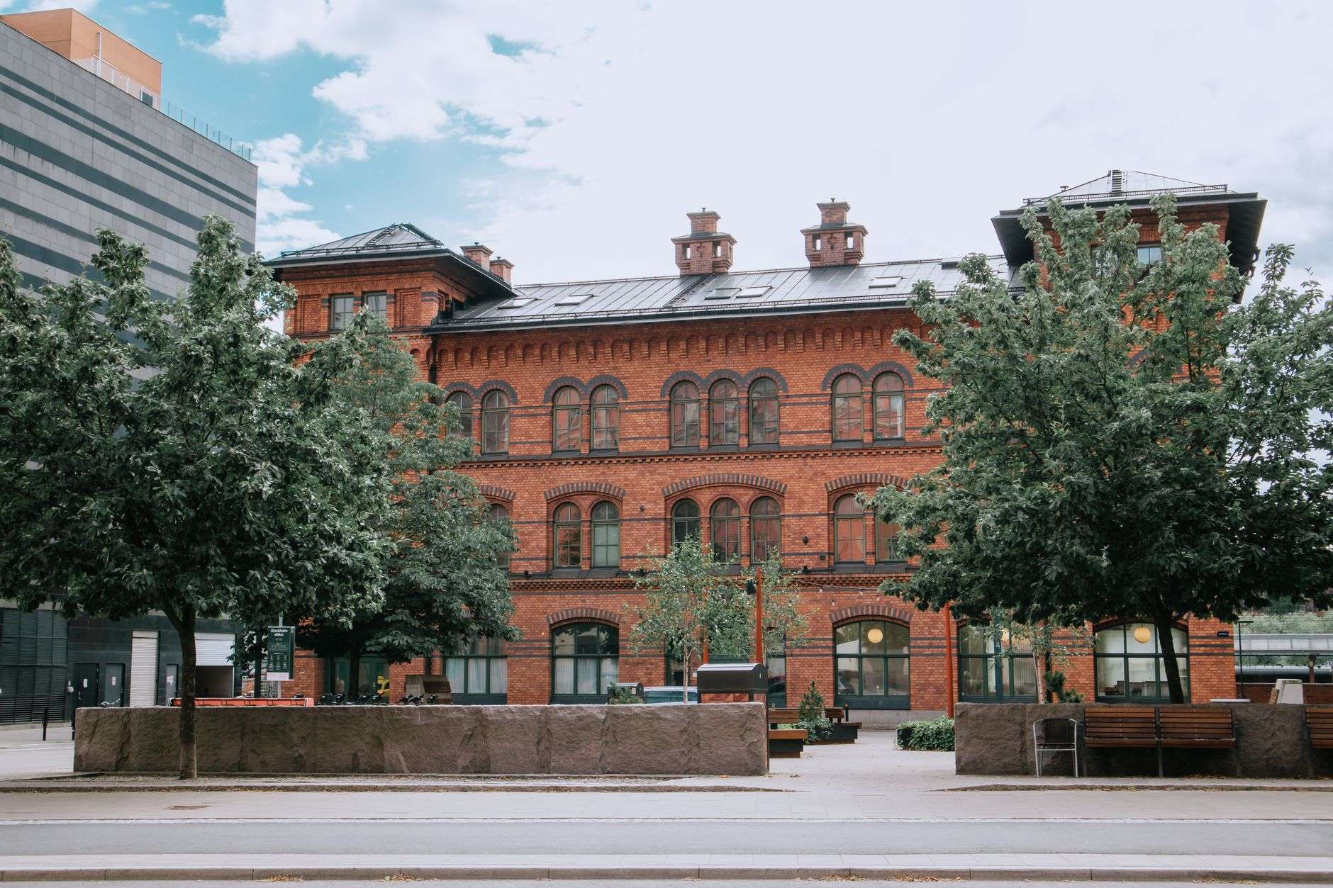 Historic brick commercial building in a downtown district