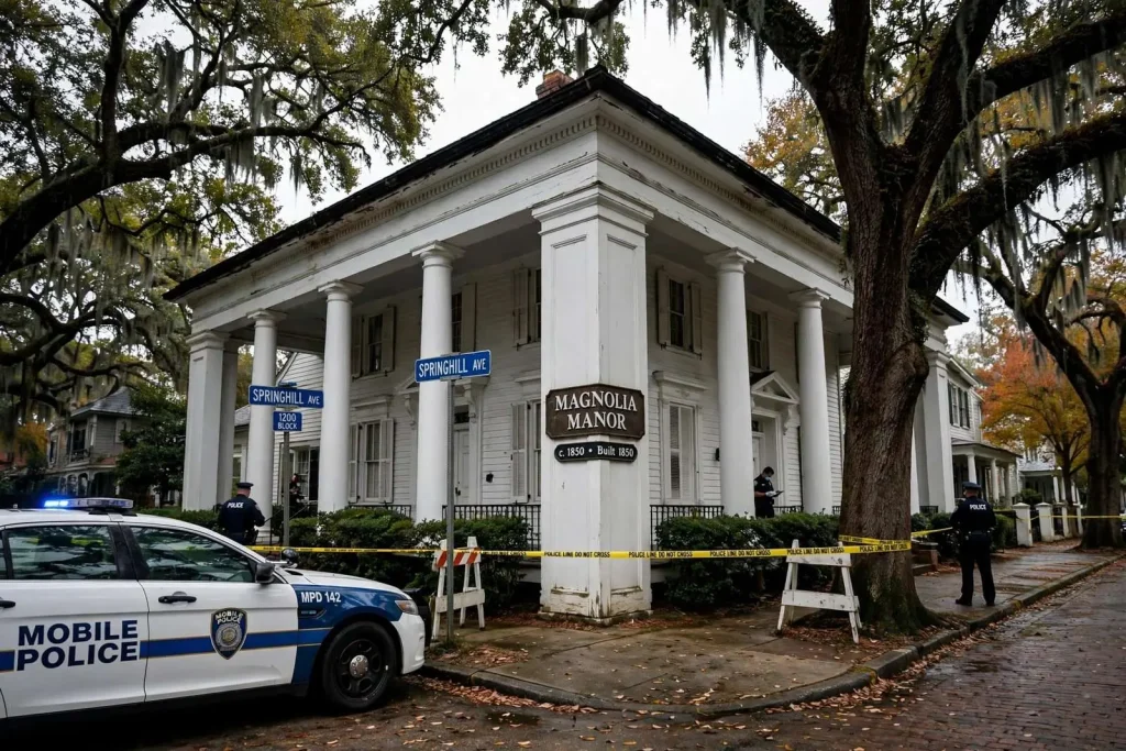 Illustration for the news story: Autopsy Ordered After Man Found Dead Outside Historic Springhill Avenue Mansion in Mobile