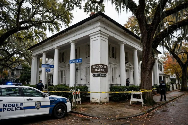Illustration for the news story: Autopsy Ordered After Man Found Dead Outside Historic Springhill Avenue Mansion in Mobile