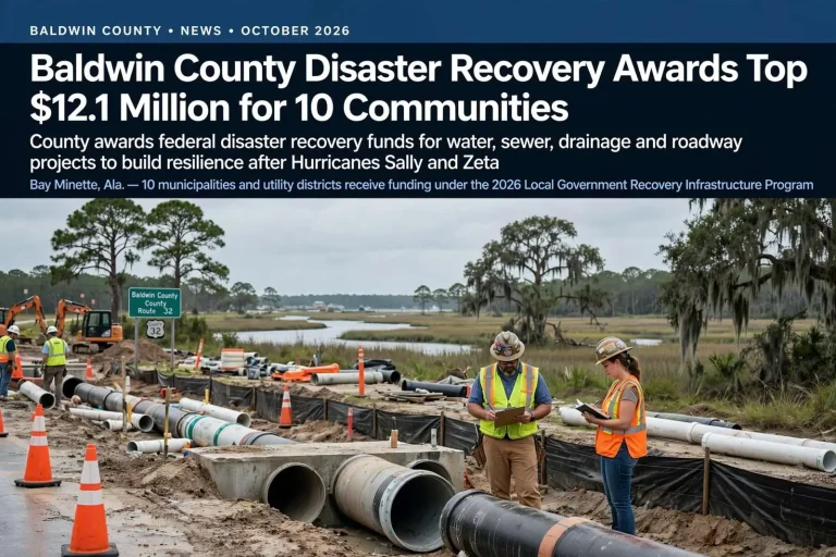 Illustration for the news story: Baldwin County Disaster Recovery Awards Top $12.1 Million for 10 Communities