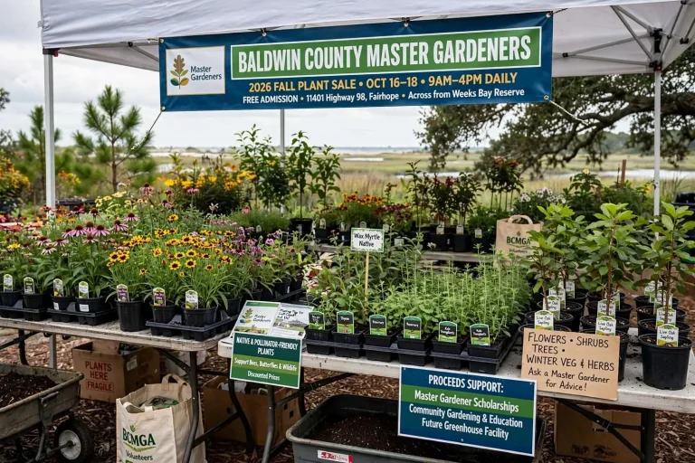 Illustration for the news story: Hundreds of Discounted Plants Headed to Fairhope as Baldwin Master Gardeners Set Oct. 16-18 Fall Sale