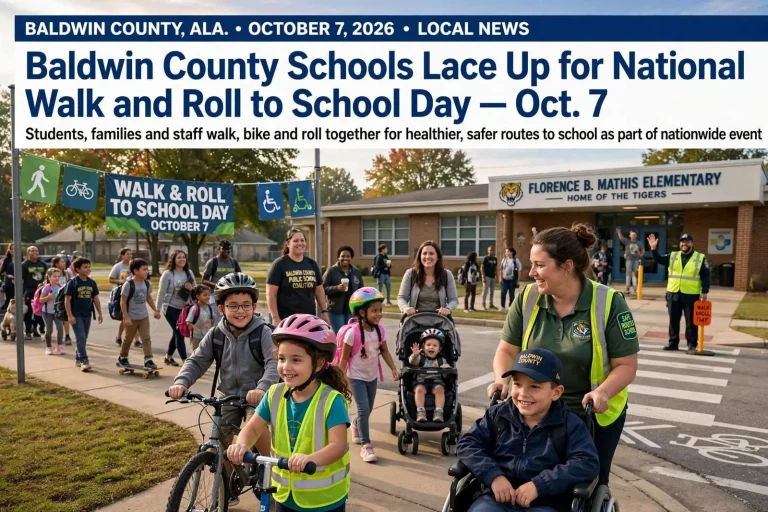 Illustration for the news story: Baldwin County Schools Lace Up for National Walk and Roll to School Day Oct. 7