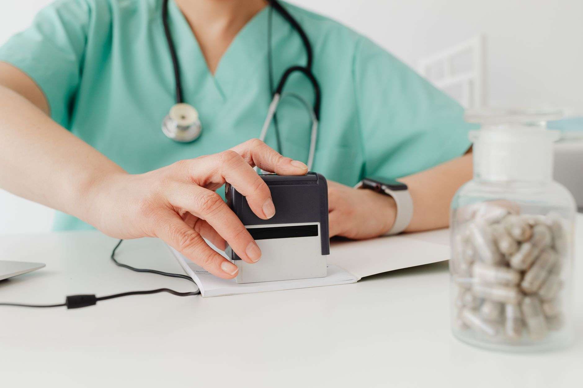 A clinical examination room with medical equipment