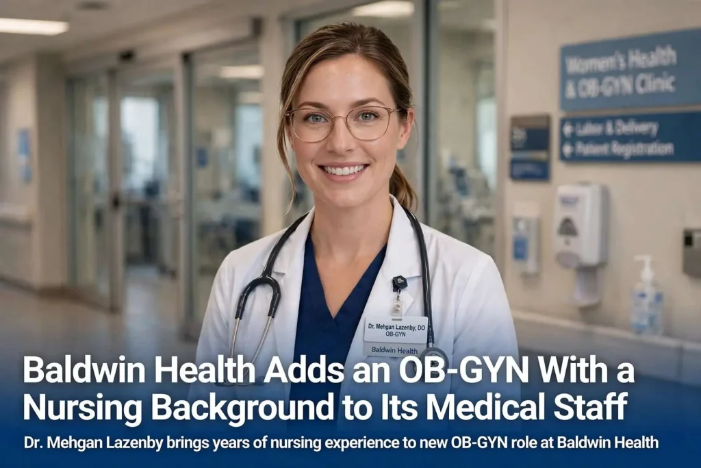 Illustration for the news story: Baldwin Health Adds an OB-GYN With a Nursing Background to Its Medical Staff