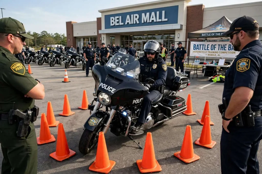 Illustration for the news story: A 900-Pound Motorcycle in an 18-Foot Circle: Inside Battle of the Bay, Where Police Riders Train by Competing