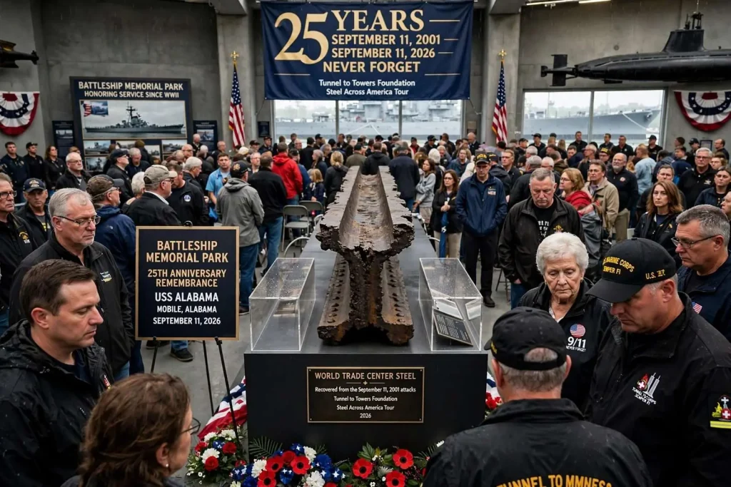 Illustration for the news story: Hundreds Gather at Battleship Memorial Park to Mark 25 Years Since 9/11