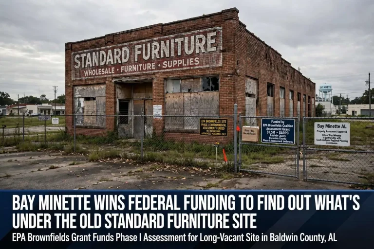 Illustration for the news story: Bay Minette Wins Federal Funding to Find Out What’s Under the Old Standard Furniture Site