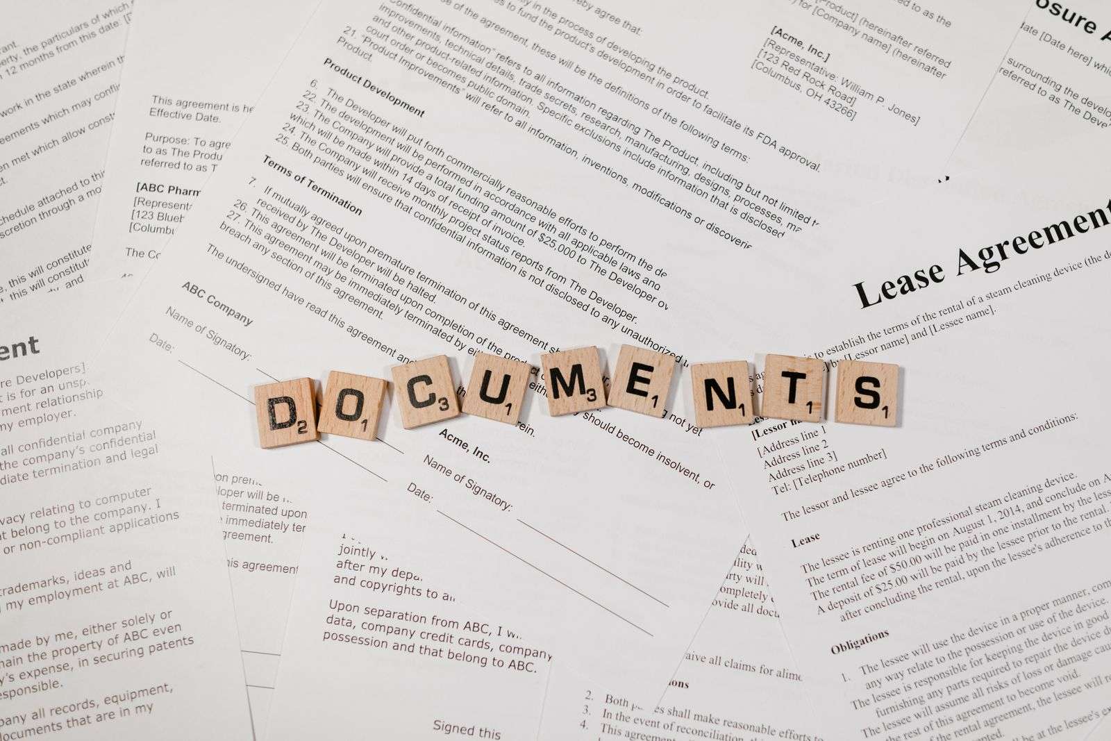 Stack of legal documents on a desk in a law office