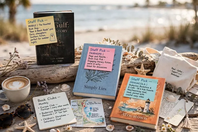 Illustration for the news story: Beach Reads and Book Clubs: Three Gulf Coast Independent Bookstores Worth a Visit