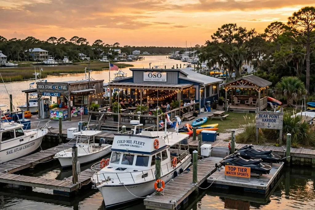 Illustration for the news story: Bear Point Harbor: The Orange Beach Marina That Grew Out of a Trailer-Park Dream