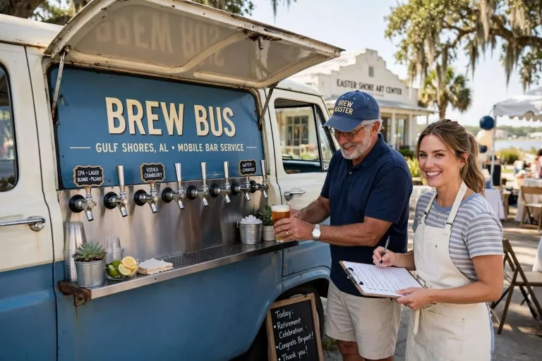 Illustration for the news story: Beer on Tap From a 1966 Van: The Father-Daughter Team Behind Gulf Shores’ Brew Bus