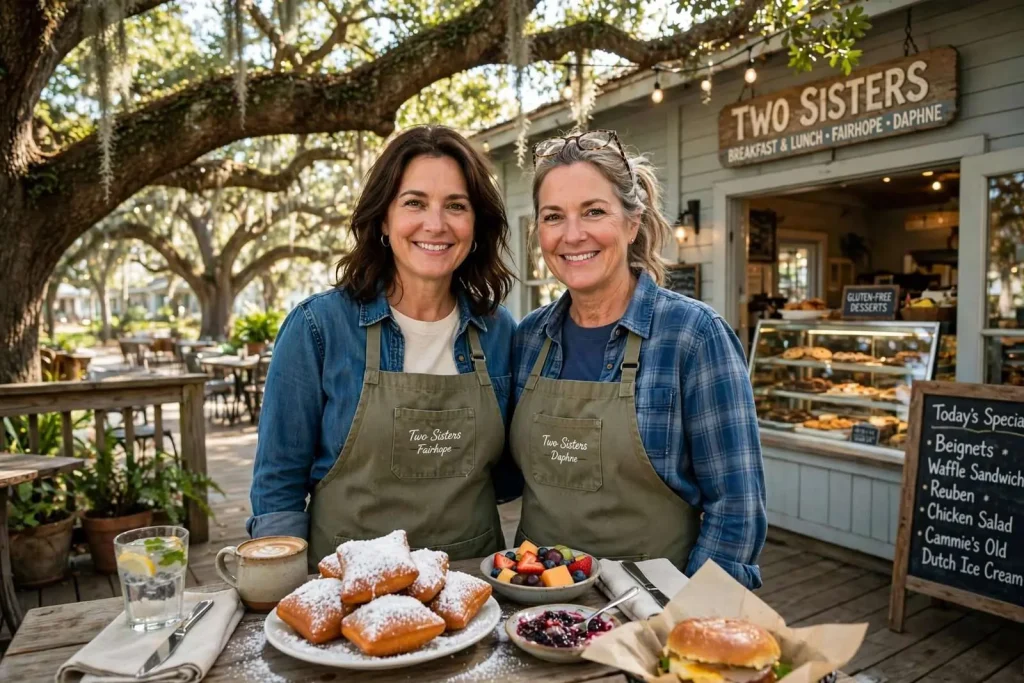 Illustration for the news story: Beignets Under the Live Oak: Two Sisters Serves Breakfast and Lunch in Fairhope and Daphne