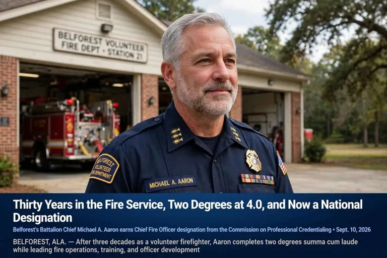 Illustration for the news story: Thirty Years in the Fire Service, Two Degrees at 4.0, and Now a National Designation