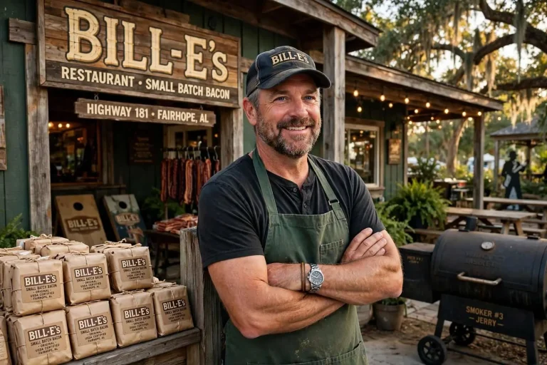 Illustration for the news story: BILL-E’s Fairhope: From a Burger Joint to a Small-Batch Bacon Empire That Ships Worldwide
