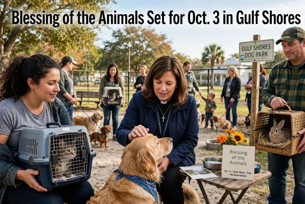 Illustration for the news story: Bring the Dog, the Cat and Anything Else: Blessing of the Animals Set for Oct. 3 in Gulf Shores