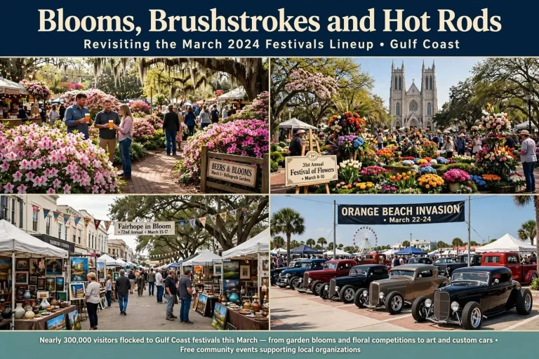 Illustration for the news story: Blooms, Brushstrokes and Hot Rods: Revisiting the March 2024 Festivals Lineup