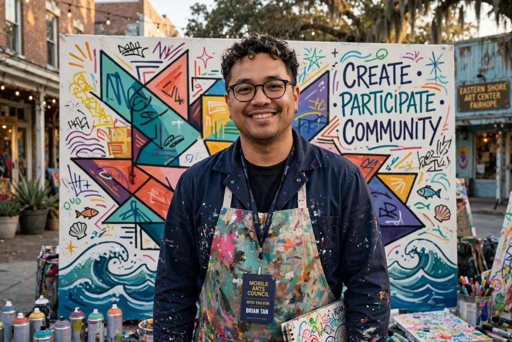 Illustration for the news story: Brian Tan: From a Pandemic Move to Mobile’s Visual Artist of the Year