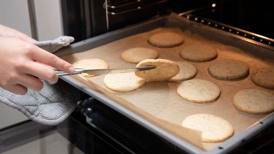 Hand-rolled butter cookies on a baking tray at a Fairhope bakery