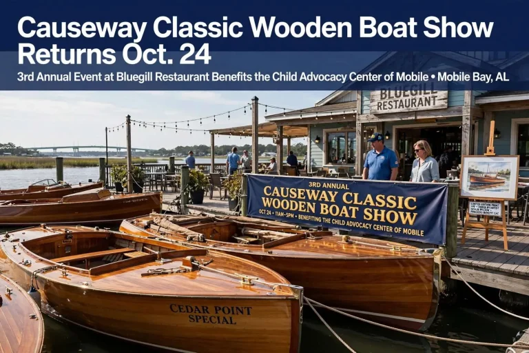 Illustration for the news story: Causeway Classic Wooden Boat Show Returns Oct. 24 to Benefit the Child Advocacy Center of Mobile