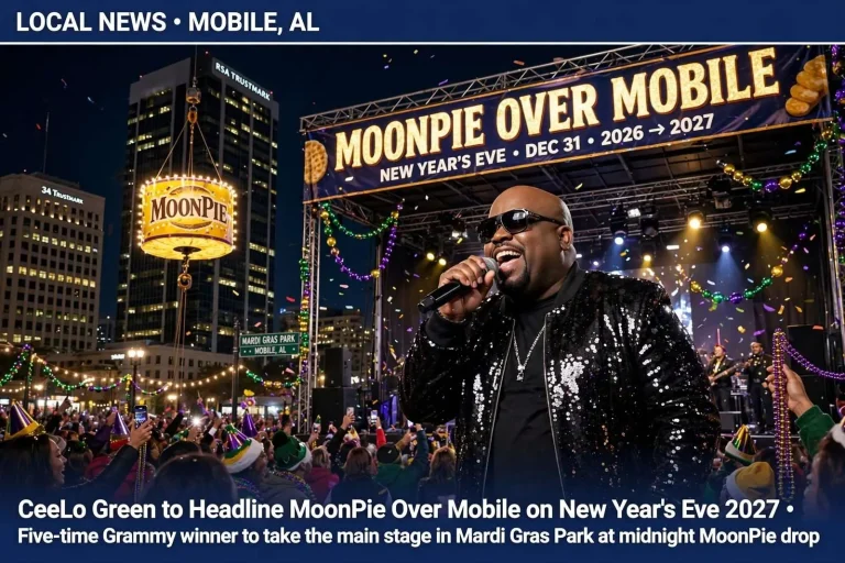 Illustration for the news story: CeeLo Green Will Headline MoonPie Over Mobile as the Port City Rings In 2027