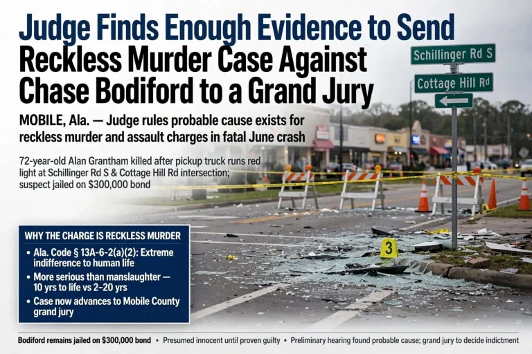 Illustration for the news story: Judge Finds Enough Evidence to Send Reckless Murder Case Against Chase Bodiford to a Grand Jury