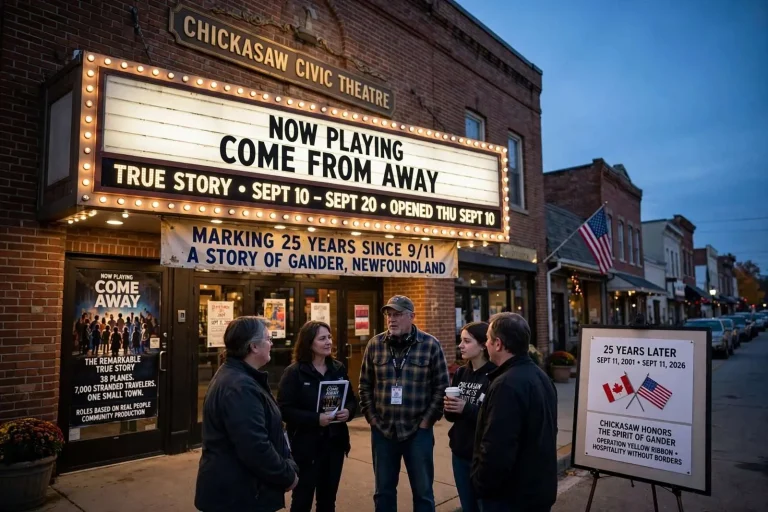 Illustration for the news story: Chickasaw Civic Theatre Stages Come From Away as the Nation Marks 25 Years Since 9/11