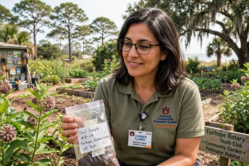 Illustration for the news story: Chilean-Born Agronomist Brings Extension Science to Baldwin County Backyards