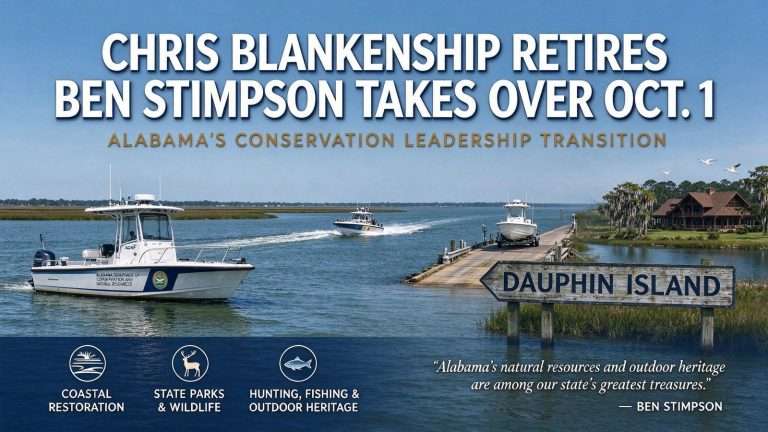 Illustration for the news story: A Dauphin Island Charter Boat Kid Retires as Alabama’s Conservation Commissioner; Ben Stimpson Takes Over Oct. 1