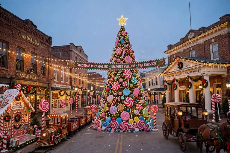 Illustration for the news story: Christmas in Candyland: Andalusia’s Small-Town Holiday Spectacle