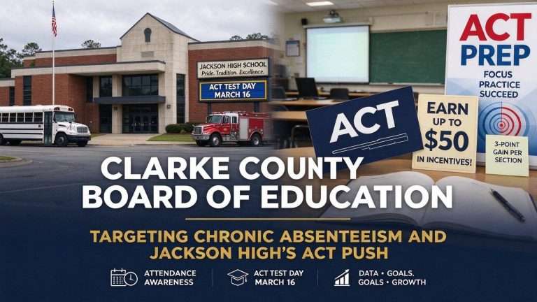 Illustration for the news story: Clarke County Board of Education Targets Chronic Absenteeism and Jackson High’s ACT Push
