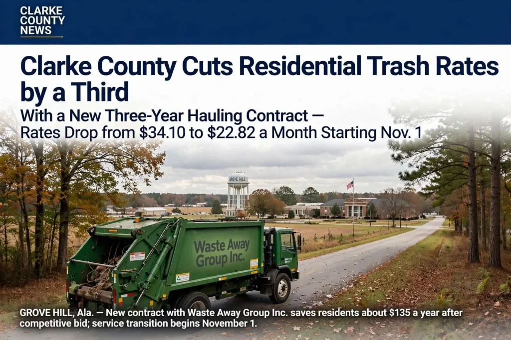 Illustration for the news story: Clarke County Cuts Residential Trash Rates by a Third With a New Three-Year Hauling Contract