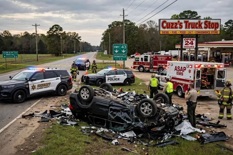 Illustration for the news story: Clarke County pursuit reaches 140 mph before crash near Cuzz’s Truck Stop in Thomasville