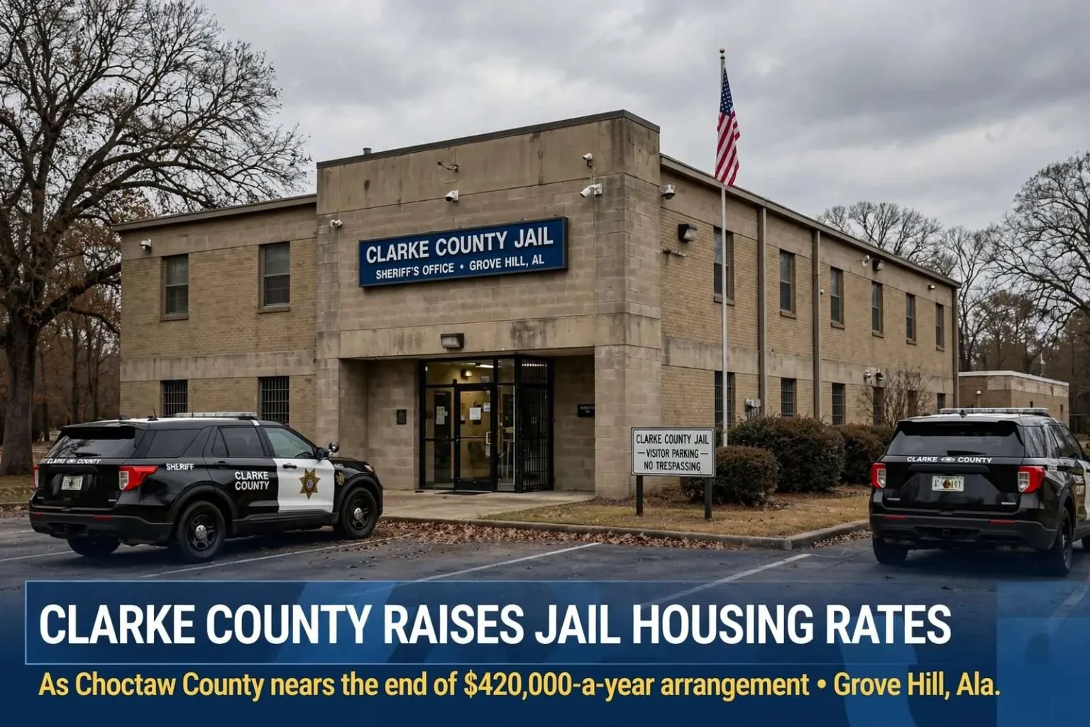 Illustration for the news story: Clarke County Raises Jail Housing Rates as Choctaw County Nears the End of a $420,000-a-Year Arrangement