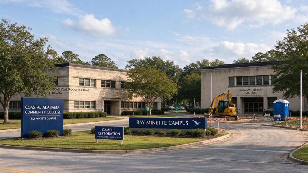 Illustration for the news story: Coastal Alabama Community College Begins Restoration of Historic Bay Minette Campus Buildings