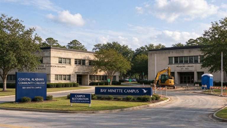 Illustration for the news story: Coastal Alabama Community College Begins Restoration of Historic Bay Minette Campus Buildings