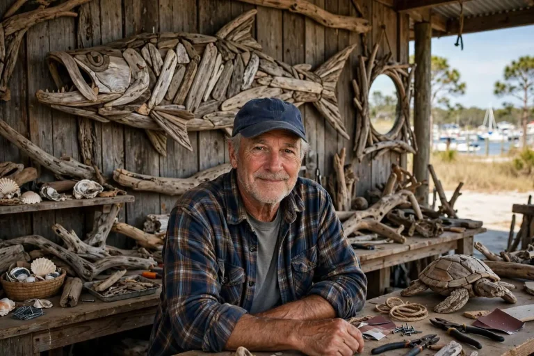 Illustration for the news story: Coastal Creations: David Pierce Turns Beach Driftwood Into Art