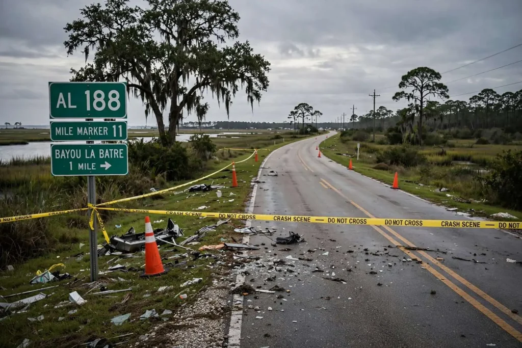 Illustration for the news story: Coden Man, 94, Dies After Head-On Pickup Crash on Alabama 188 Near Bayou La Batre