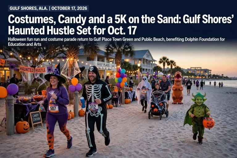 Illustration for the news story: Costumes, Candy and a 5K on the Sand: Gulf Shores’ Haunted Hustle Set for Oct. 17