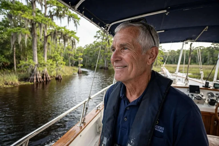 Illustration for the news story: Cruising the Perdido: Andrew Saunders, the Yachtworks Builder Who Helps Keep the River Wild