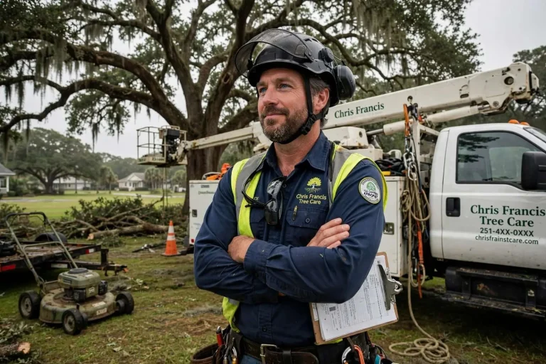 Illustration for the news story: Daphne Arborist Chris Francis Turned a Lawn Mower Into a Master’s in Trees