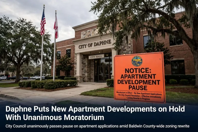 Illustration for the news story: Daphne Puts New Apartment Developments on Hold With Unanimous Moratorium