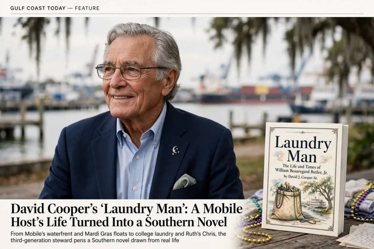 Illustration for the news story: David Cooper’s ‘Laundry Man’: A Mobile Host’s Life Turned Into a Southern Novel