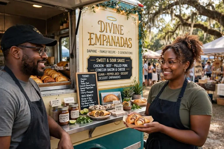 Illustration for the news story: Divine Empanadas: A Daphne Food Truck Built on a Three-Generation Family Recipe