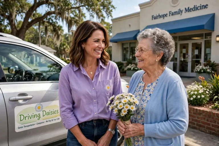 Illustration for the news story: Driving Daisies: The Fairhope Service That Drives Seniors and Stays by Their Side
